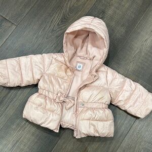 Baby GAP Pink Hooded Puffer Jacket 12-18M